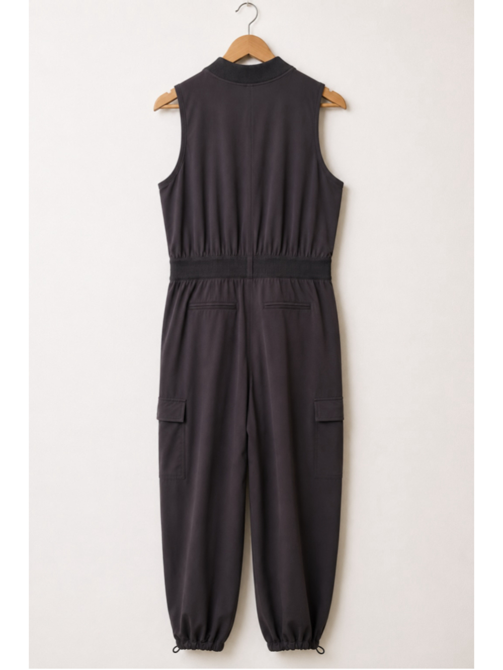 Athleta Brooklyn Utility Jumpsuit Women’s 16 Shale Featherweight Stretch Cargo - Picture 2 of 9